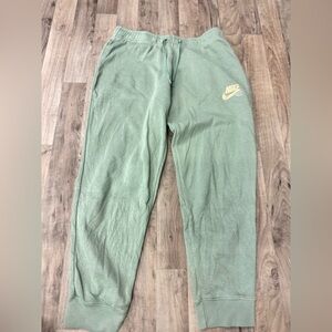 Nike Women’s Large Sportswear Joggers Sage Green Gold Glitter Logo Sweatpants